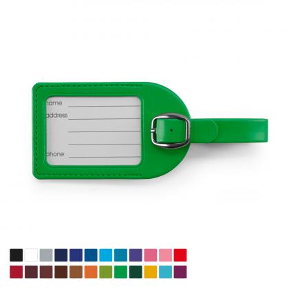 Small Luggage Tag in a choice of 20 colours, vegan soft touch Belluno.