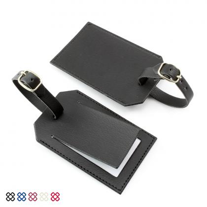 Rectangle Luggage Tag with Security Flap, finished in COMO a quality recycled vegan material.