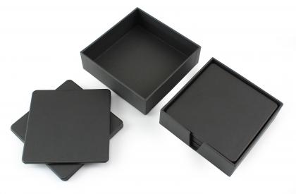 Black Porto Recycled Square Coaster Set of Six