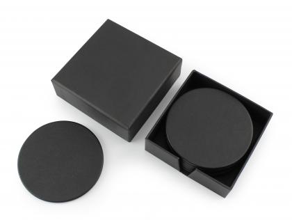Black Porto Recycled Round Coaster Set of Six