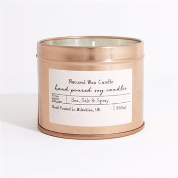 Natural Plant Wax Candle in Rose Gold Tin