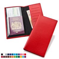 Travel Wallet with one clear pocket and one material pocket with card slots.