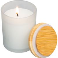 Candle in frosted glass with bamboo lid Metz