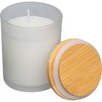 Candle in frosted glass with bamboo lid Metz