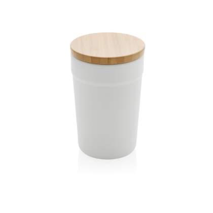 GRS certified recycled PP mug with bamboo lid