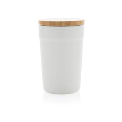 GRS certified recycled PP mug with bamboo lid