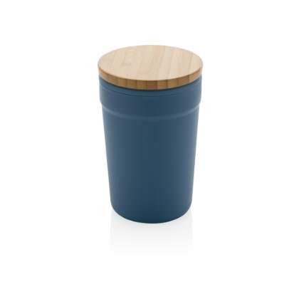 GRS certified recycled PP mug with bamboo lid