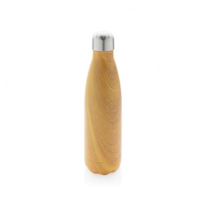 Vacuum insulated ss bottle with wood print