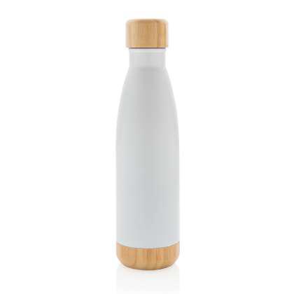 Vacuum stainless steel bottle with bamboo lid and bottom