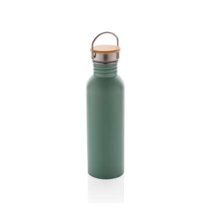 Modern stainless steel bottle with bamboo lid
