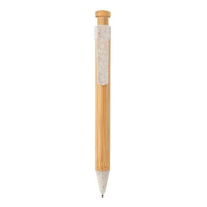 Bamboo pen with wheatstraw clip