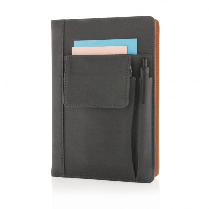 Notebook with phone pocket