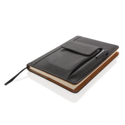 Notebook with phone pocket