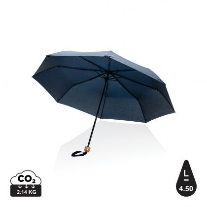 20.5" Impact AWARE™ RPET 190T Pongee bamboo mini umbrella
