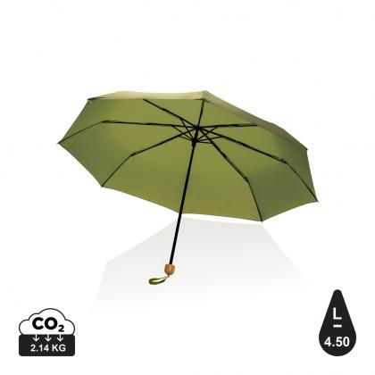 20.5" Impact AWARE™ RPET 190T Pongee bamboo mini umbrella 20.5" Impact AWARE™ RPET 190T Pongee bamboo mini umbrella