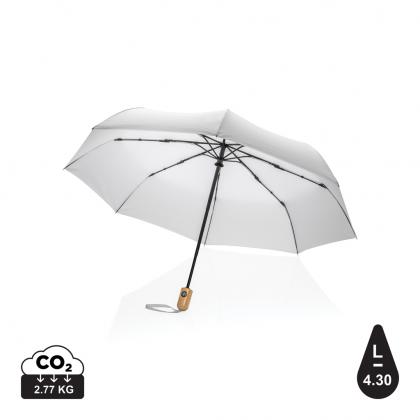 21" Impact AWARE™ RPET 190T bamboo auto open/close umbrella