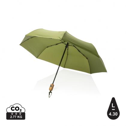 21" Impact AWARE™ RPET 190T bamboo auto open/close umbrella