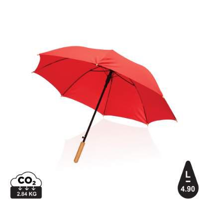 23" Impact AWARE™ RPET 190T auto open bamboo umbrella