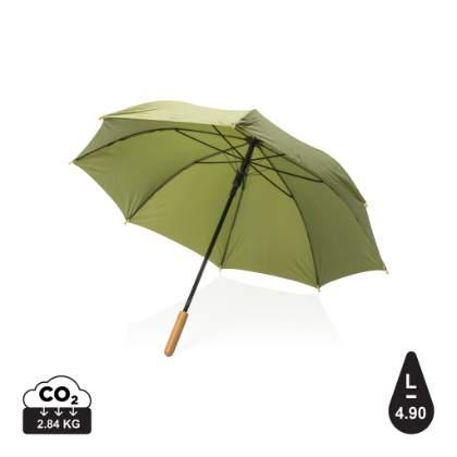 23" Impact AWARE™ RPET 190T auto open bamboo umbrella