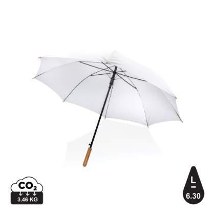 27" Impact AWARE™ RPET 190T auto open bamboo umbrella