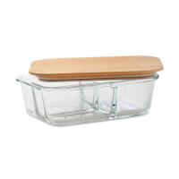 Glass lunch box with bamboo lid