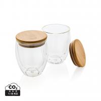 Double wall borosilicate glass with bamboo lid 250ml 2pc set