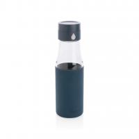 Ukiyo glass hydration tracking bottle with sleeve