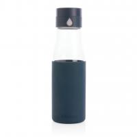 Ukiyo glass hydration tracking bottle with sleeve