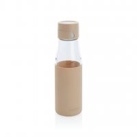 Ukiyo glass hydration tracking bottle with sleeve