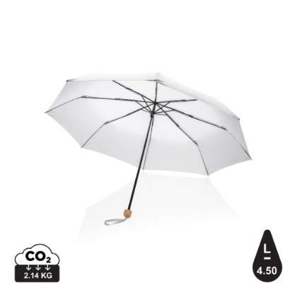 20.5" Impact AWARE™ RPET 190T Pongee bamboo mini umbrella