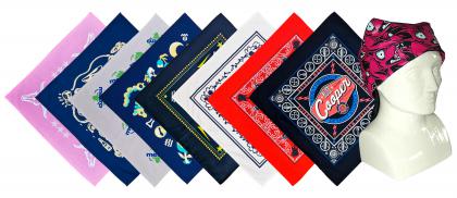 Coloured Bandannas Screen Printed