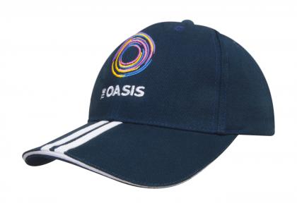 Brushed Heavy Cotton CAP with 2-Striped Peak & Sandwich