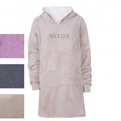Aztex Sherpa Style Hooded Hoody Poncho Wearable Picnic Blanket