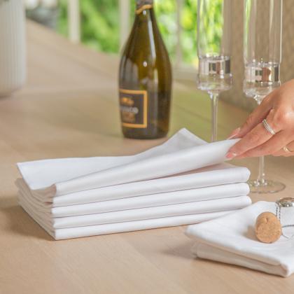 Aztex Plain Cotton Tea Towel In White. Pack Of 6