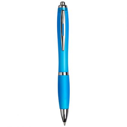 Curvy ballpoint pen with frosted barrel and grip