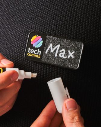 Always Recycled Chalkboard Name Badge – Rectangular Right Window - Combo Clip