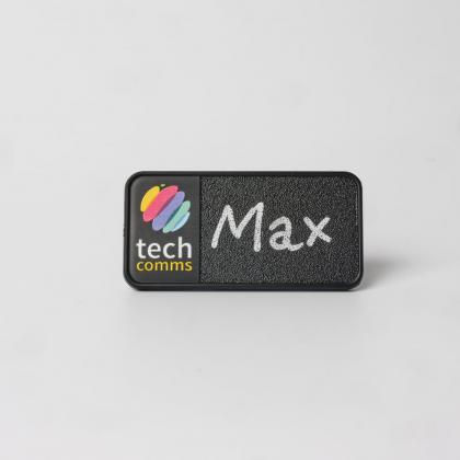 Always Recycled Chalkboard Name Badge – Rectangular Right Window - Combo Clip