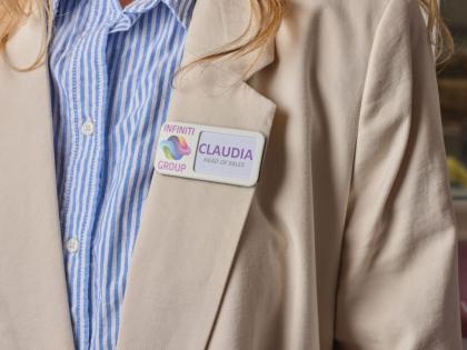 Always Recycled Reusable Name Badge – Rectangular Right Window - Combo Clip