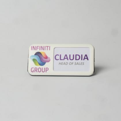Always Recycled Reusable Name Badge – Rectangular Right Window - Combo Clip