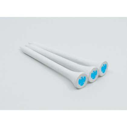 54MM WHITE BAMBOO GOLF TEES PRINTED 3 COLOURS IN THE CUP