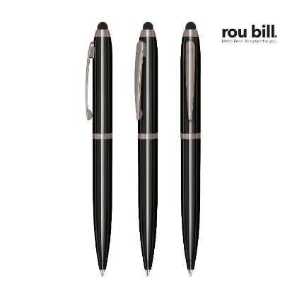 Rou bill® Nautic Black twist Ball Pen with Touch Pad