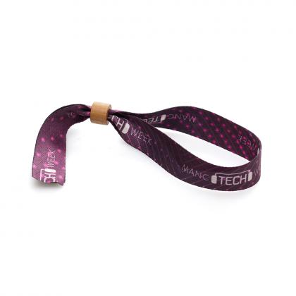 Made in Britain RPET Wristband with Wooden Bead