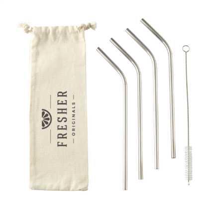 ECO RVS 4 pieces ECO Straw Set stainless-steel straws