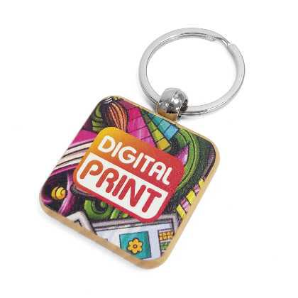 Square Wooden Keyrings - Digitally Printed