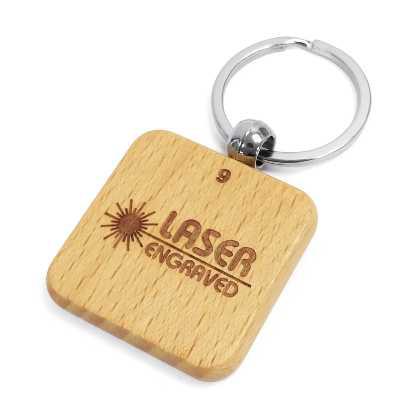 Square Wooden Keyrings - Laser Engraved