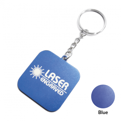 Square Aluminium Keyring - Laser Engraved - Teal