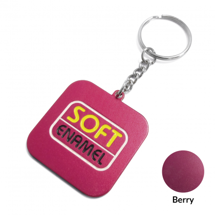Square Aluminium Keyring - Soft Enamel - Red