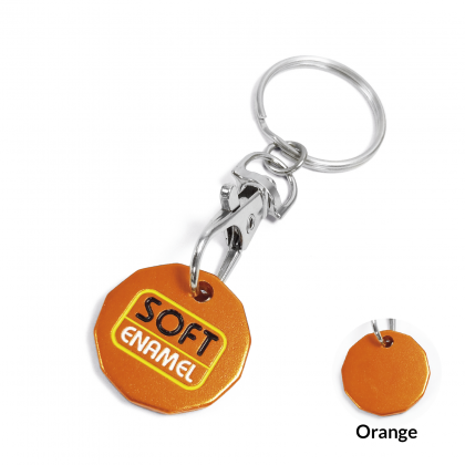 Round Aluminium Keyring - Soft Enamel - Orange