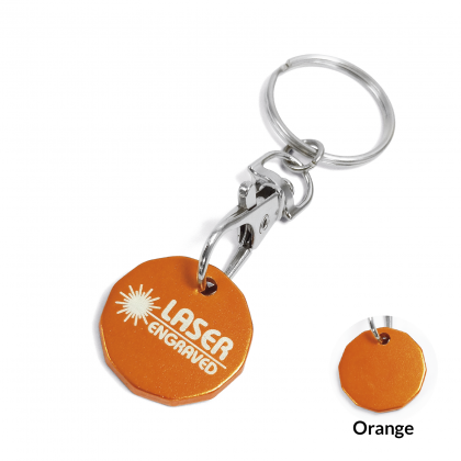 Round Aluminium Keyring - Laser Engraved - Orange