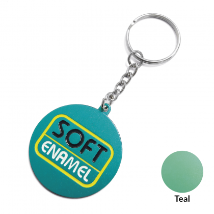 Round Aluminium Keyring - Soft Enamel - Teal